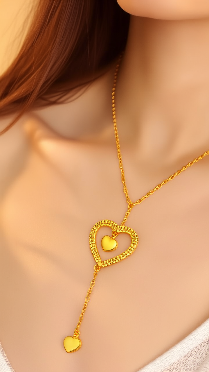 黄金爱心项链图片